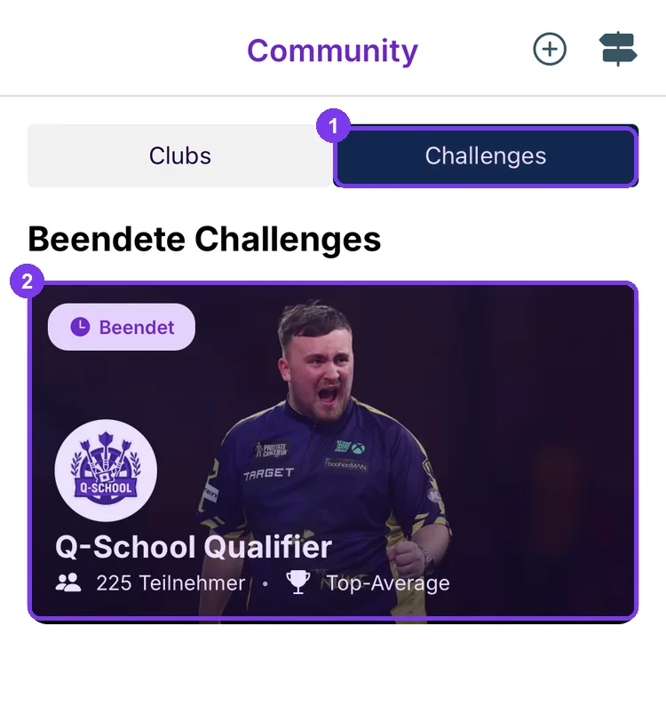 Challenges mit zwei markierten Bereichen